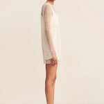 Iridescent Long Sleeve Mini Dress in Ivory - Endless - UAE Rental and Resale for Women's Fashion