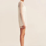 Iridescent Long Sleeve Mini Dress in Ivory - Endless - UAE Rental and Resale for Women's Fashion