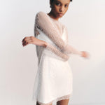 Iridescent Long Sleeve Mini Dress in Ivory - Endless - UAE Rental and Resale for Women's Fashion