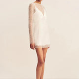 Iridescent Long Sleeve Mini Dress in Ivory - Endless - UAE Rental and Resale for Women's Fashion