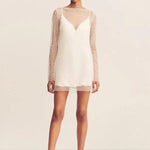 Iridescent Long Sleeve Mini Dress in Ivory - Endless - UAE Rental and Resale for Women's Fashion