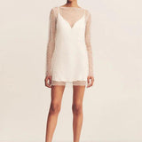 Iridescent Long Sleeve Mini Dress in Ivory - Endless - UAE Rental and Resale for Women's Fashion