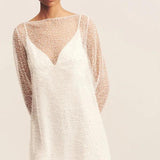 Iridescent Long Sleeve Mini Dress in Ivory - Endless - UAE Rental and Resale for Women's Fashion