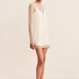 Iridescent Long Sleeve Mini Dress in Ivory - Endless - UAE Rental and Resale for Women's Fashion