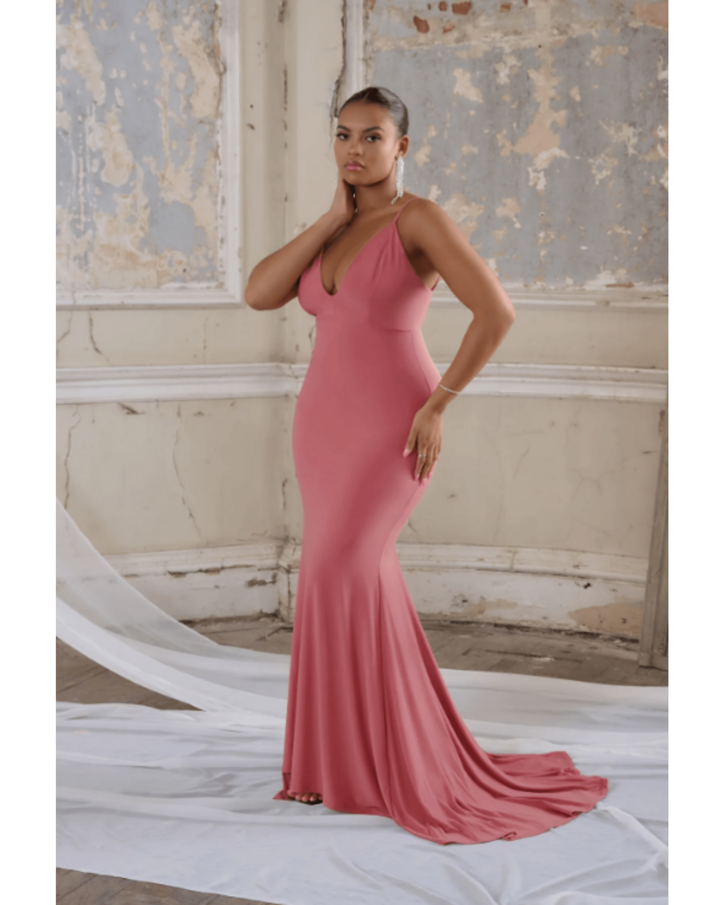 Irreplaceable Blush Pink Backless Bum Ruched Fishtail Maxi Dress - Endless - UAE Rental and Resale for Women's Fashion