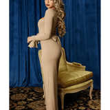 It's A Knit Petite Ribbed Keyhole Wide Leg Jumpsuit - Endless - UAE Rental and Resale for Women's Fashion