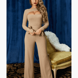 It's A Knit Petite Ribbed Keyhole Wide Leg Jumpsuit - Endless - UAE Rental and Resale for Women's Fashion