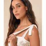 Ivory Mesh Floral Applique Tie-Strap Mini Dress - Endless - UAE Rental and Resale for Women's Fashion