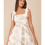 Ivory Mesh Floral Applique Tie-Strap Mini Dress - Endless - UAE Rental and Resale for Women's Fashion