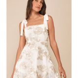 Ivory Mesh Floral Applique Tie-Strap Mini Dress - Endless - UAE Rental and Resale for Women's Fashion