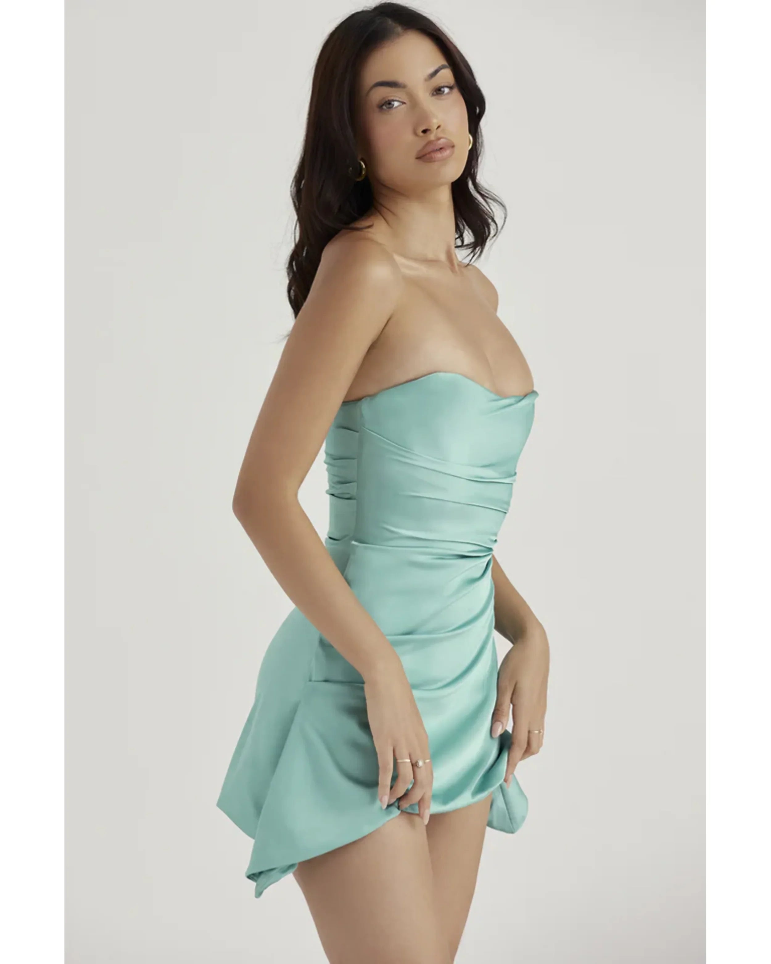 Jade Draped Strapless Corset Dress - Endless - UAE Rental and Resale for Women's Fashion