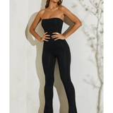 Jamila Strapless Flared Hem Jumpsuit - Endless - UAE Rental and Resale for Women's Fashion