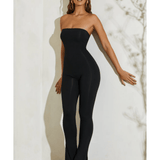 Jamila Strapless Flared Hem Jumpsuit - Endless - UAE Rental and Resale for Women's Fashion