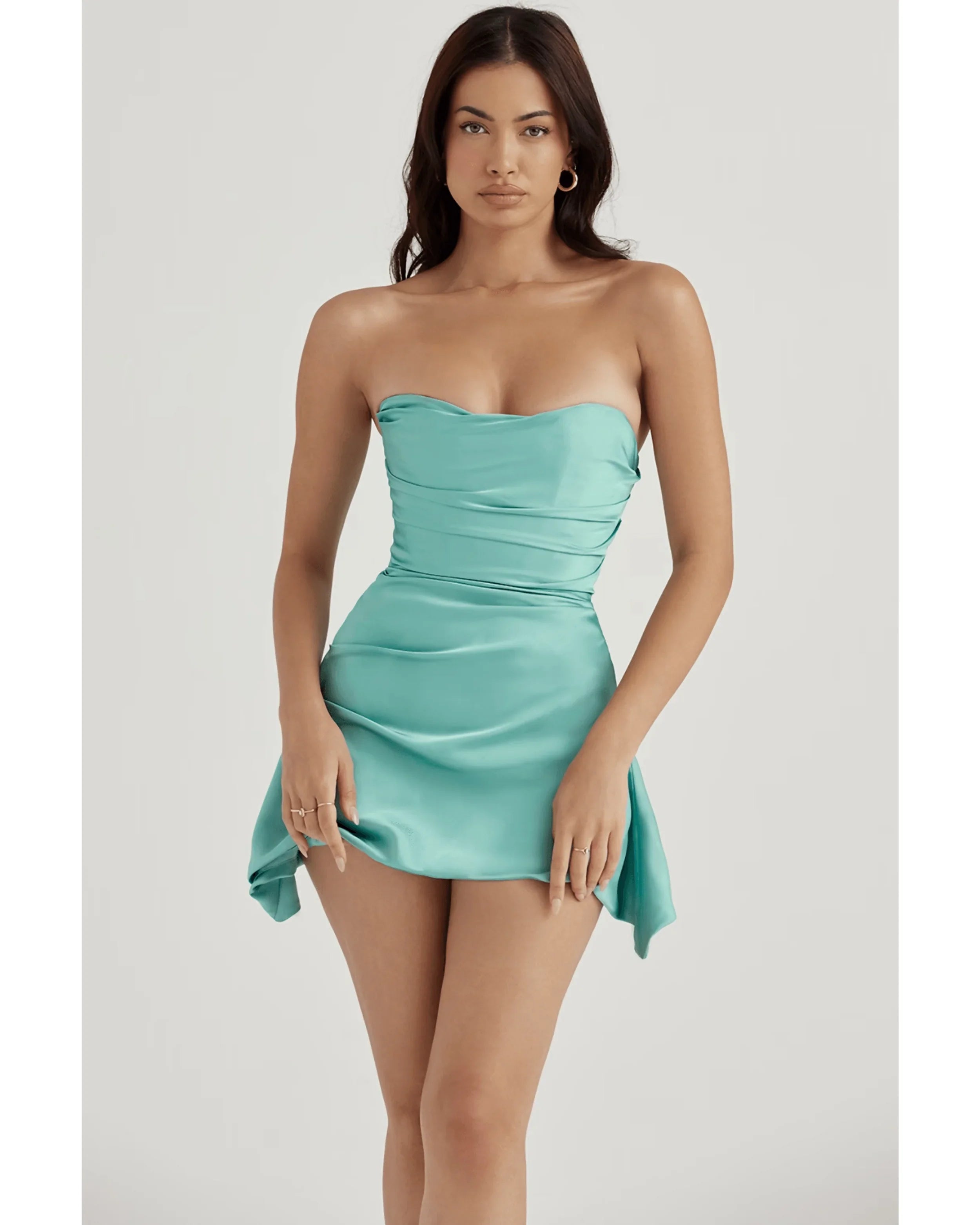 Jasmine Jade Draped Strapless Corset Dress - Endless - UAE Rental and Resale for Women's Fashion