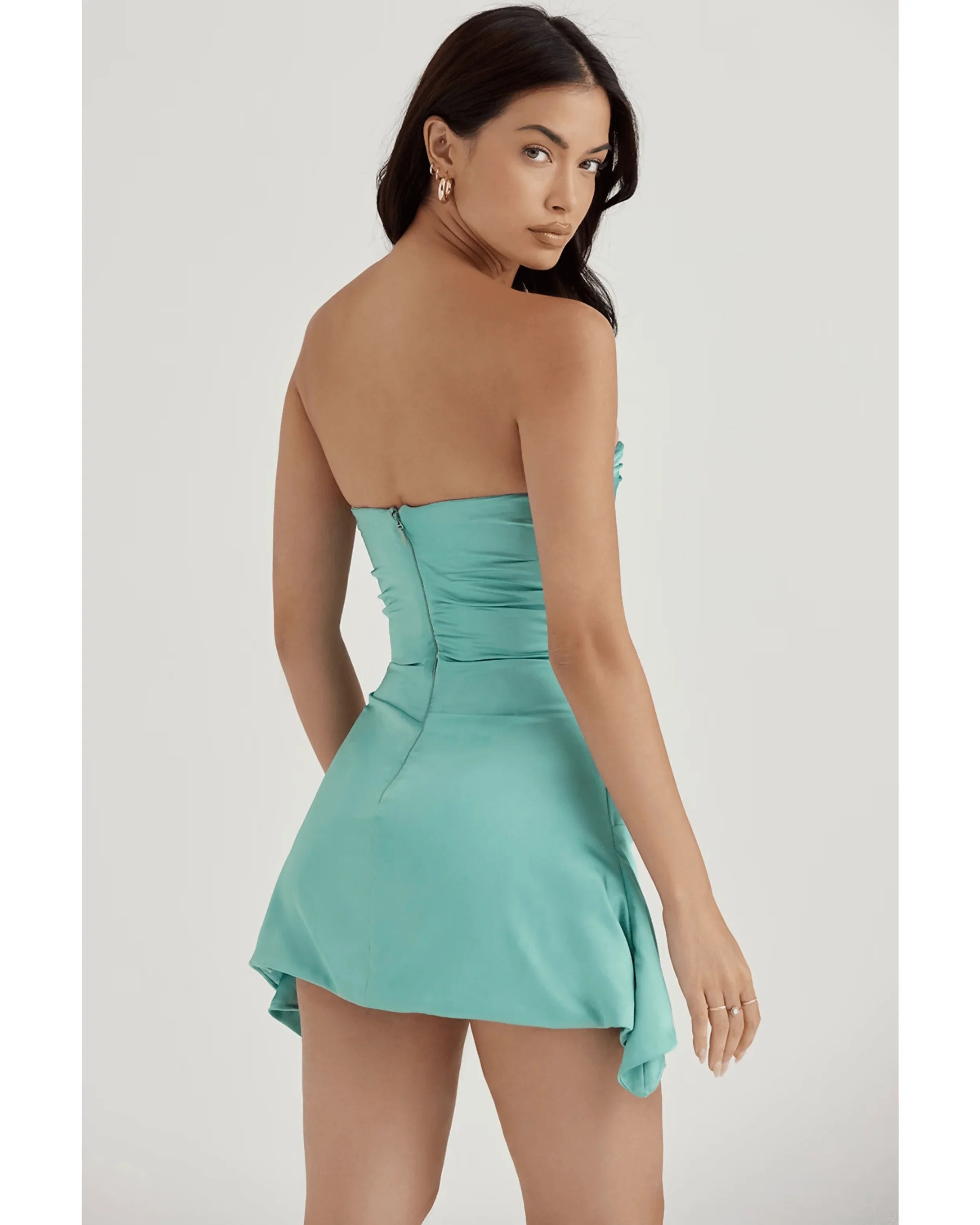 Jasmine Jade Draped Strapless Corset Dress - Endless - UAE Rental and Resale for Women's Fashion