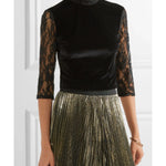 Jenny Cropped Lace Paneled Velvet Top - Endless - UAE Rental and Resale for Women's Fashion