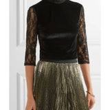 Jenny Cropped Lace Paneled Velvet Top - Endless - UAE Rental and Resale for Women's Fashion
