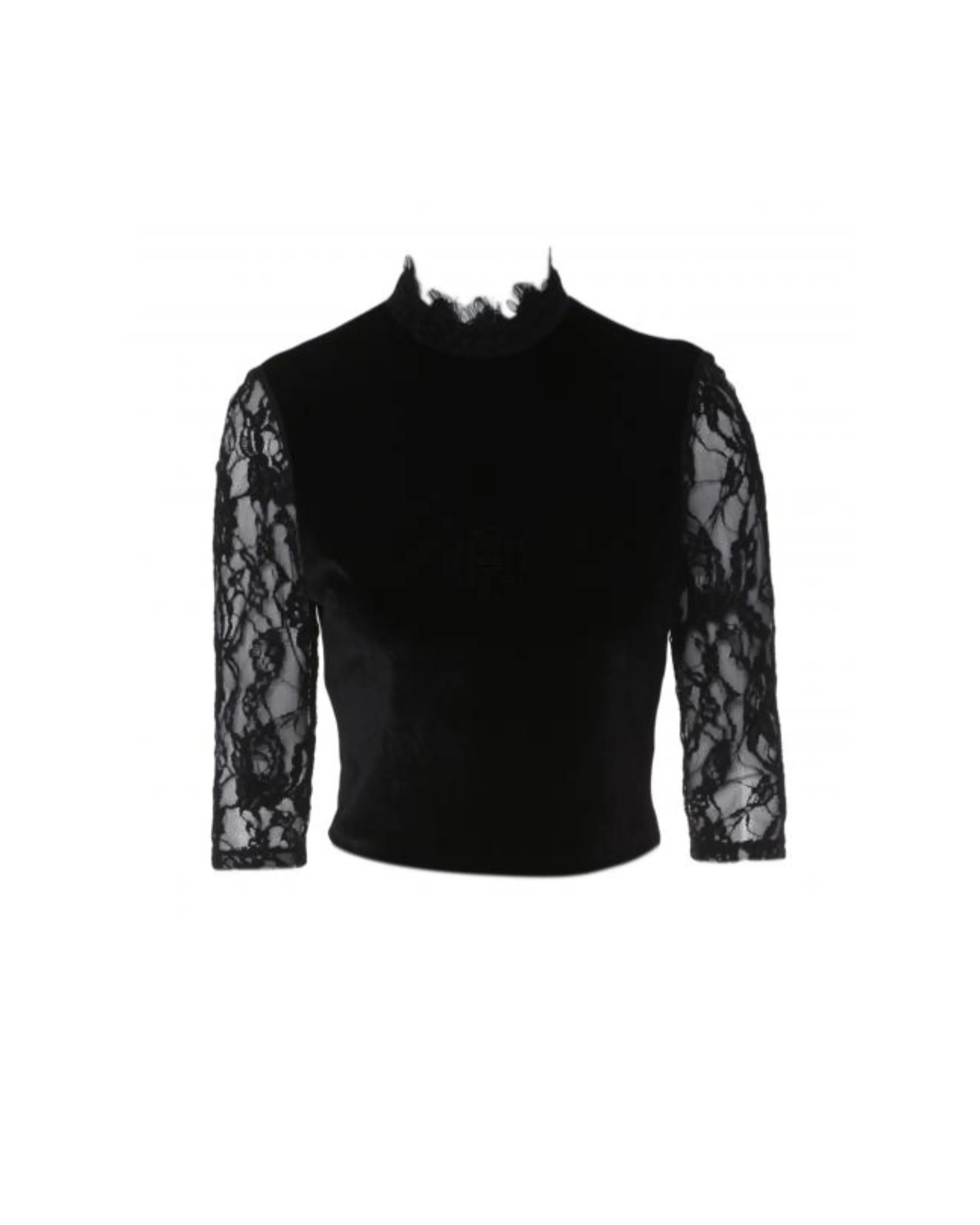 Jenny Cropped Lace Paneled Velvet Top - Endless - UAE Rental and Resale for Women's Fashion