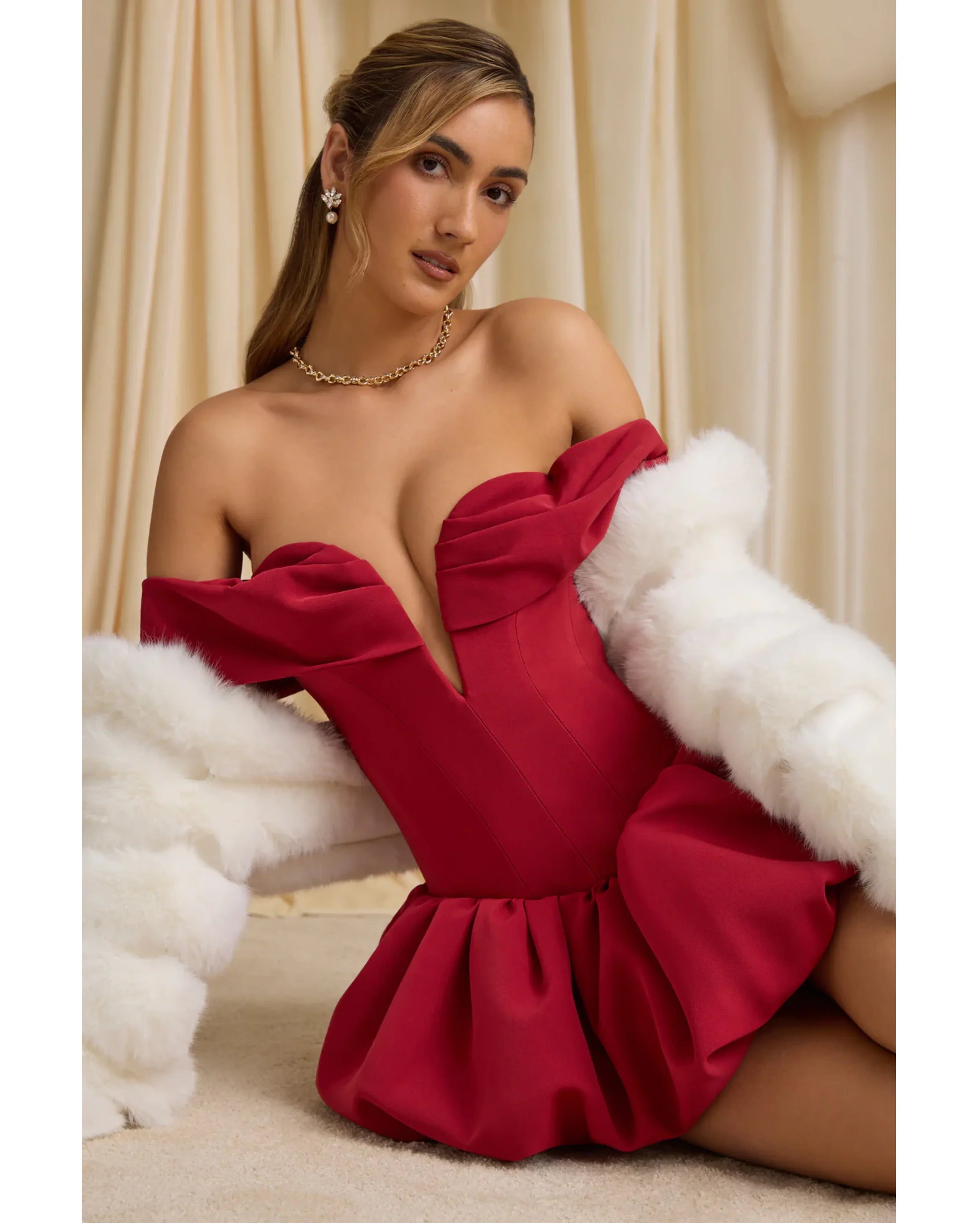 Jessamy Off-Shoulder Layered Bubble Hem Corset Mini Dress - Endless - UAE Rental and Resale for Women's Fashion