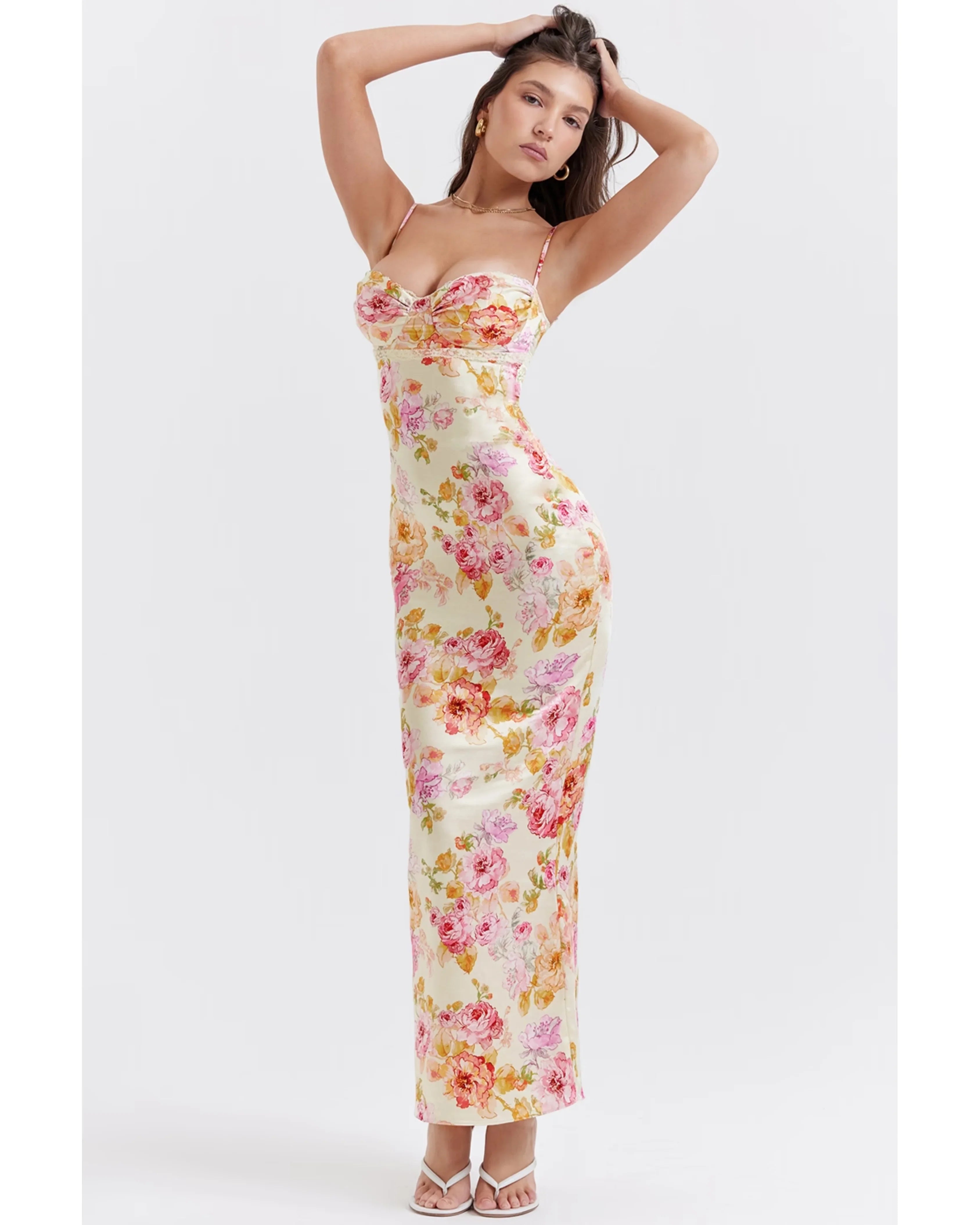 Josefina Ivory Floral Maxi Dress - Endless - UAE Rental and Resale for Women's Fashion
