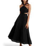 Justine Petite Linen Cross Midi Dress - Endless - UAE Rental and Resale for Women's Fashion