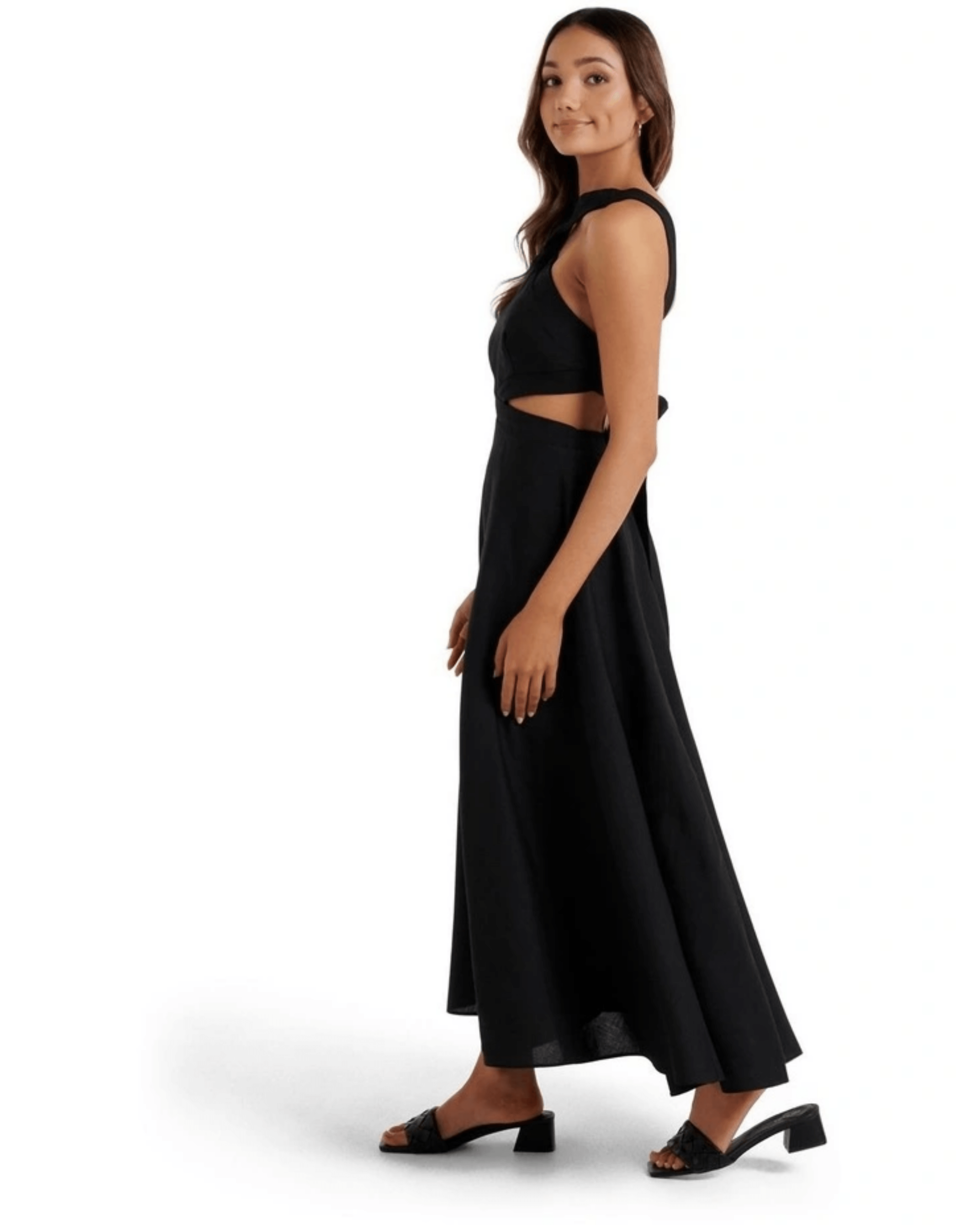 Justine Petite Linen Cross Midi Dress - Endless - UAE Rental and Resale for Women's Fashion