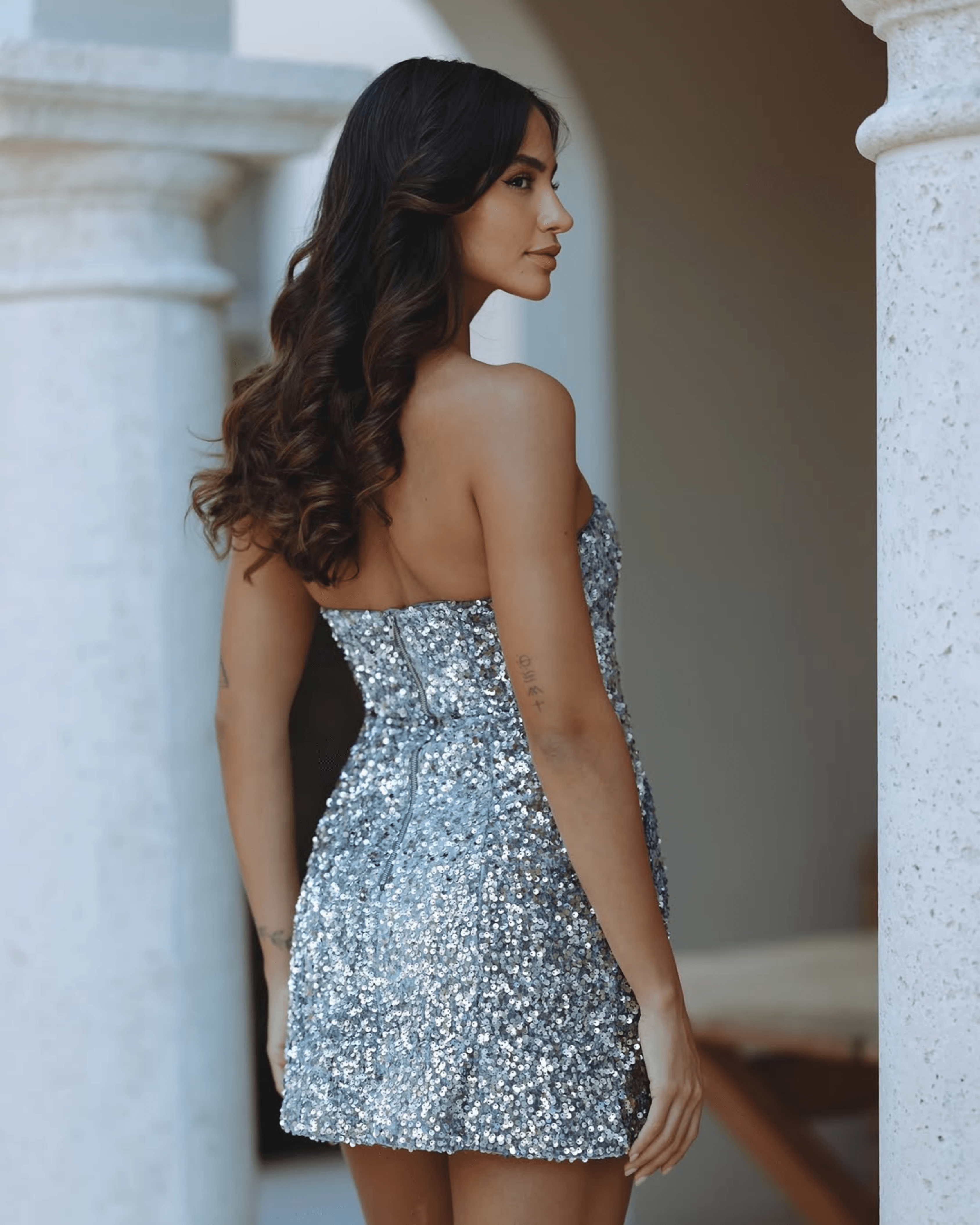 Karoline Velour Sequin Dress - Endless - UAE Rental and Resale for Women's Fashion
