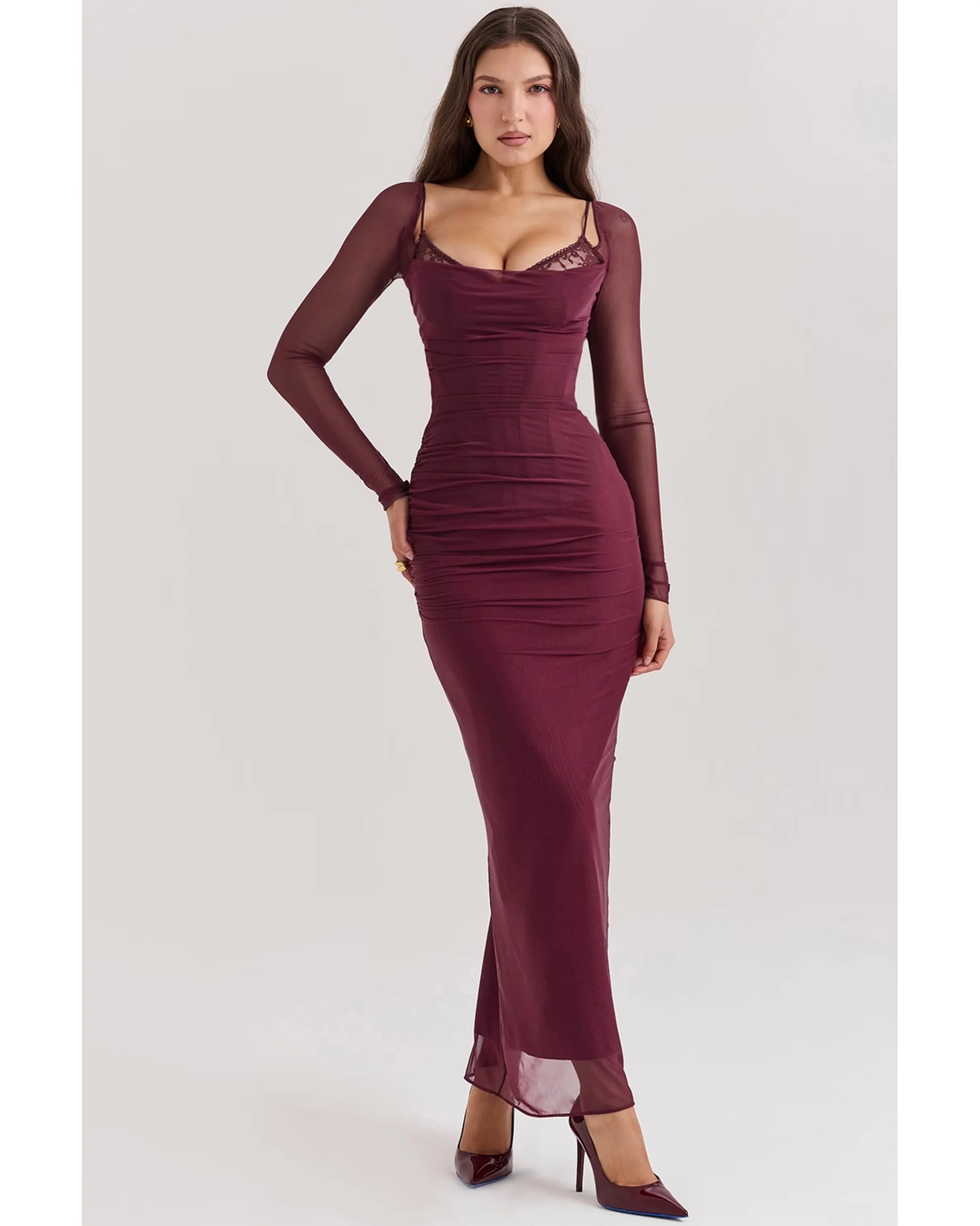 Katarina Wine Maxi Dress - Endless - UAE Rental and Resale for Women's Fashion