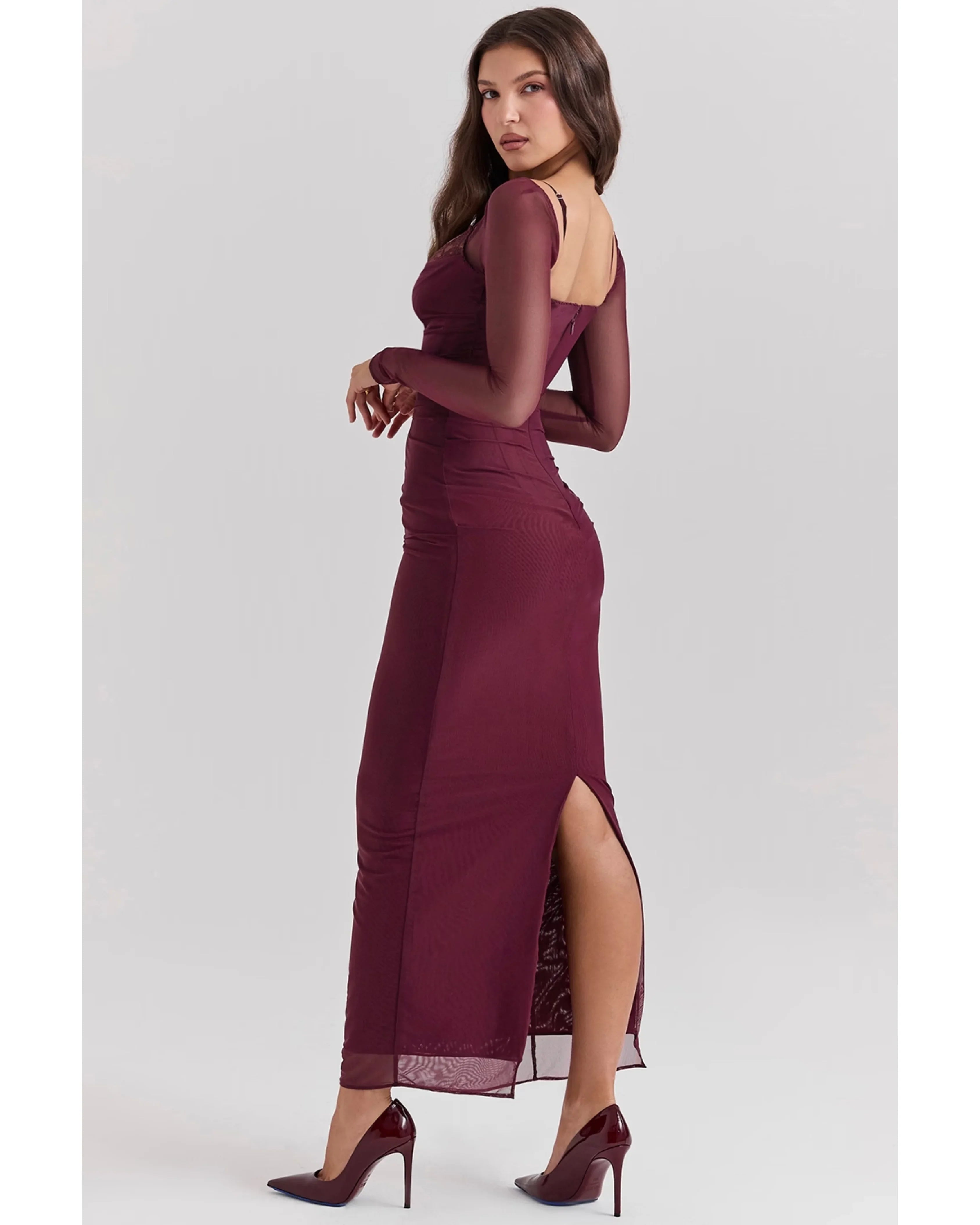 Katarina Wine Maxi Dress - Endless - UAE Rental and Resale for Women's Fashion