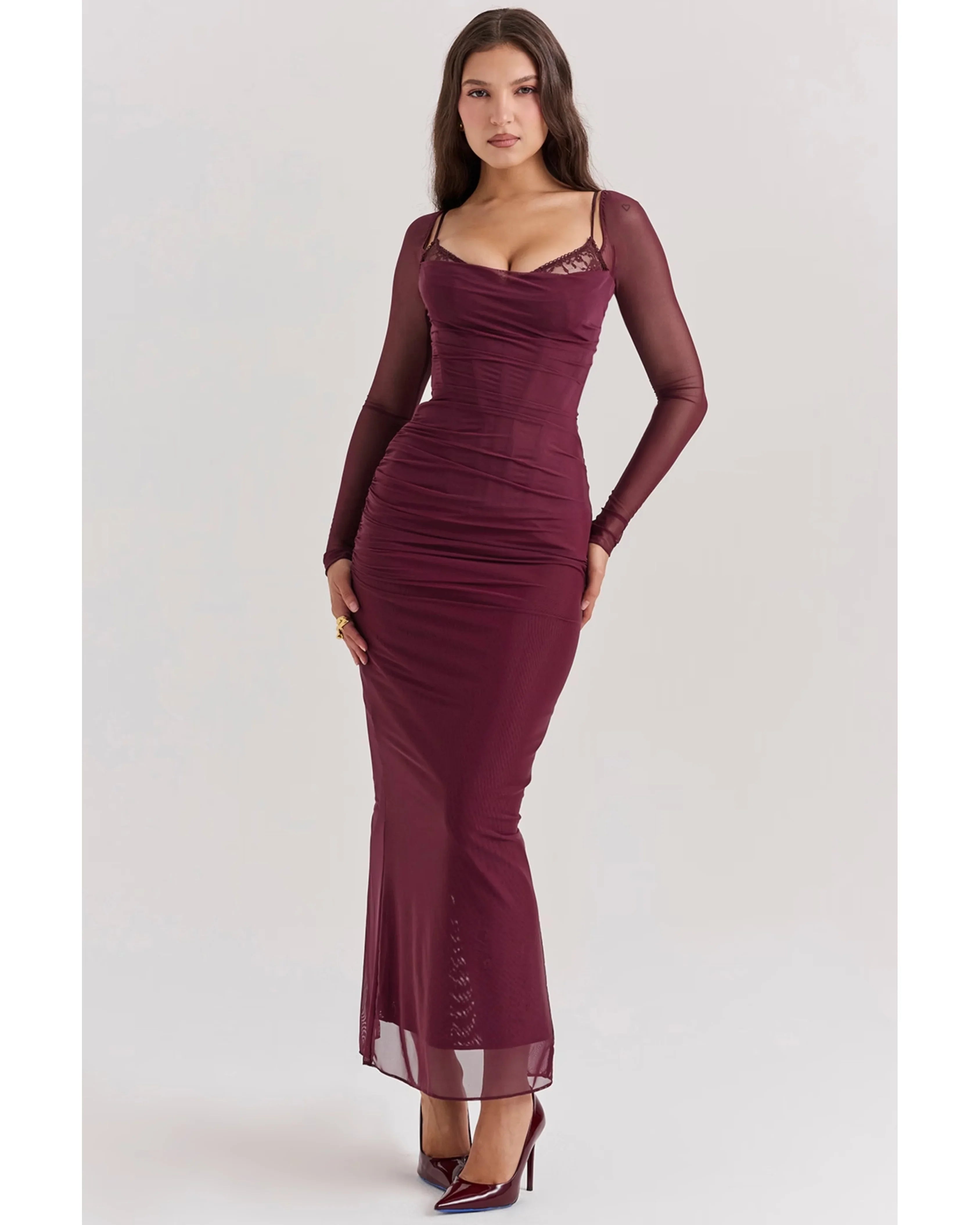 Katarina Wine Maxi Dress - Endless - UAE Rental and Resale for Women's Fashion
