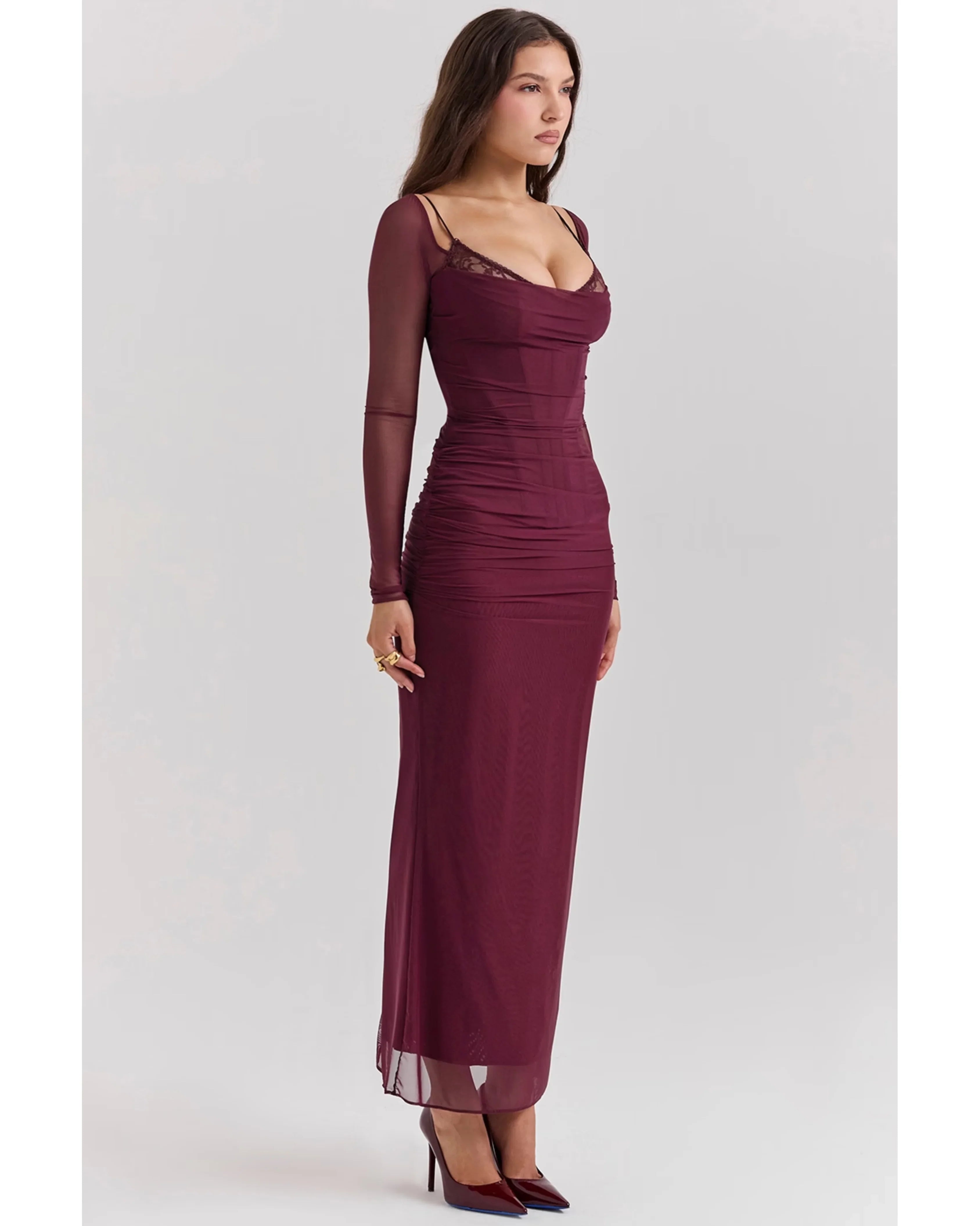 Katarina Wine Maxi Dress - Endless - UAE Rental and Resale for Women's Fashion