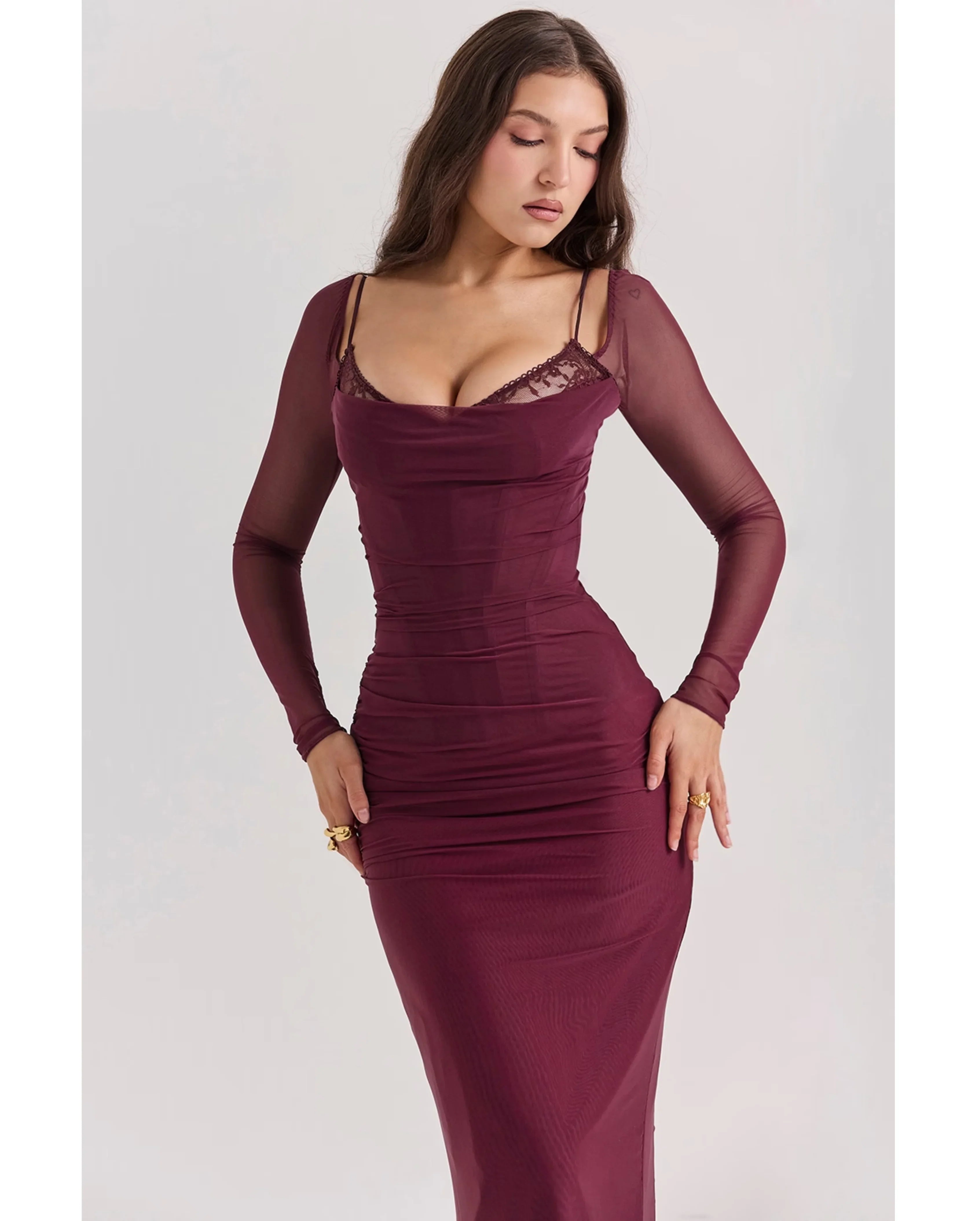 Katarina Wine Maxi Dress - Endless - UAE Rental and Resale for Women's Fashion