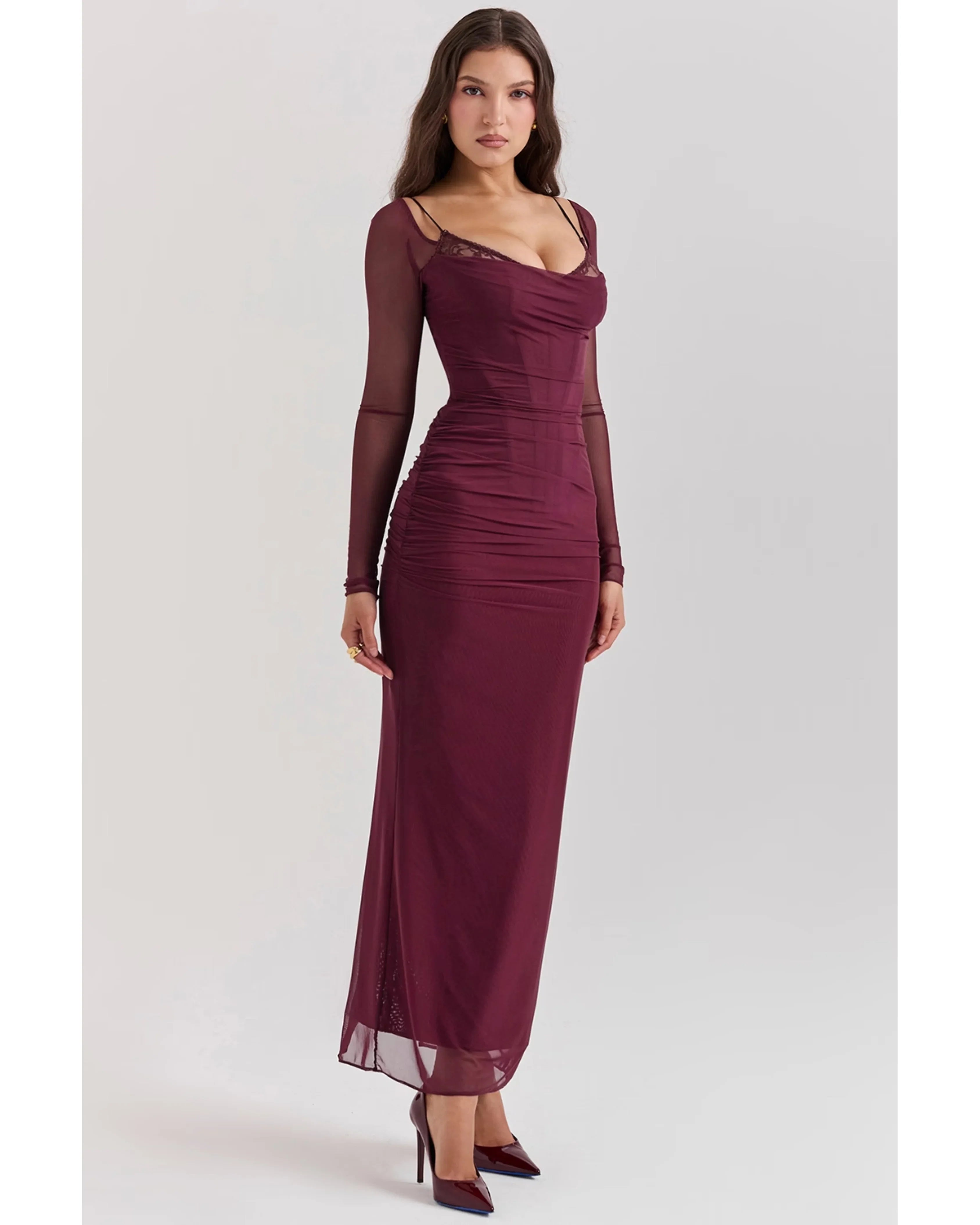Katarina Wine Maxi Dress - Endless - UAE Rental and Resale for Women's Fashion
