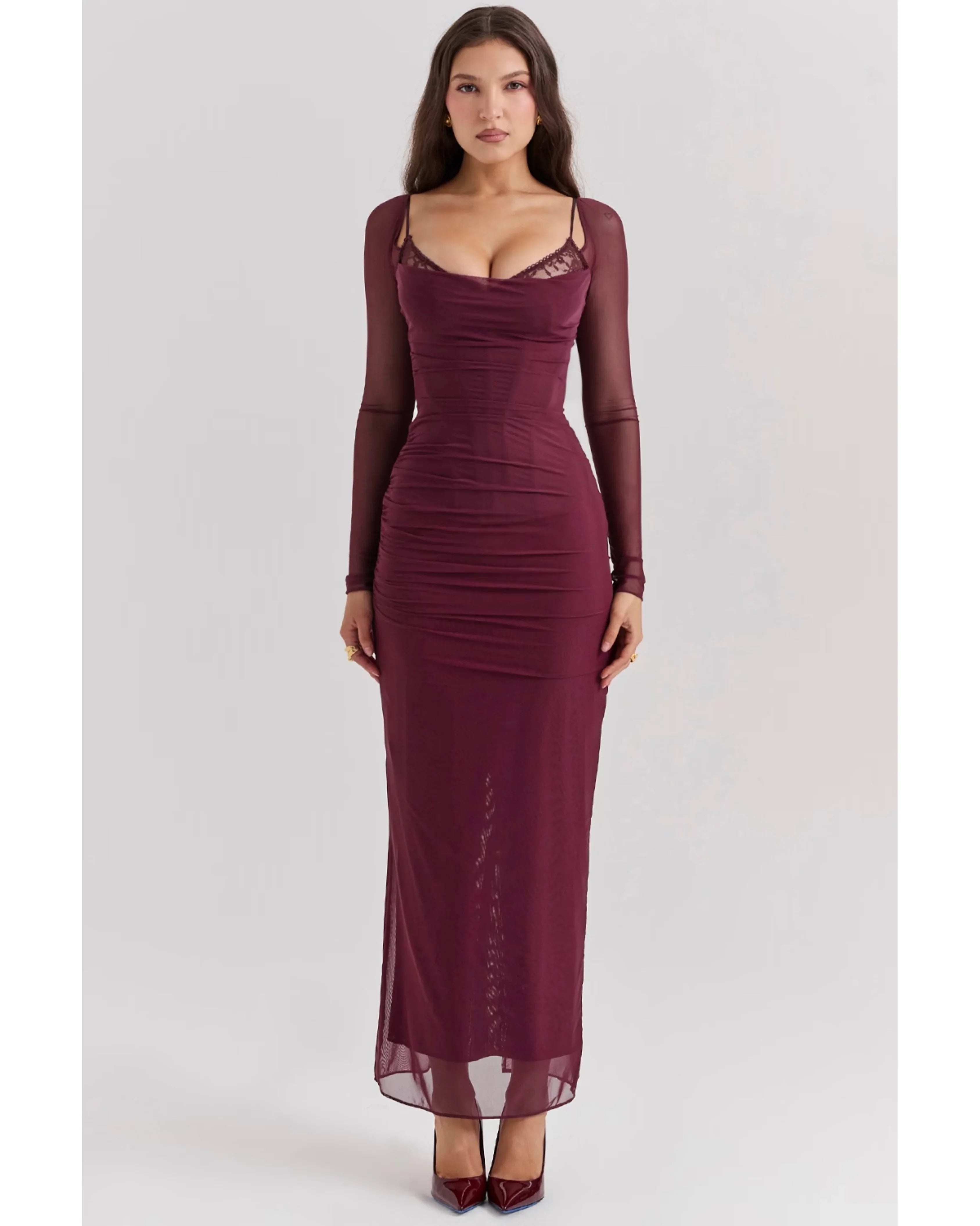 Katarina Wine Maxi Dress - Endless - UAE Rental and Resale for Women's Fashion