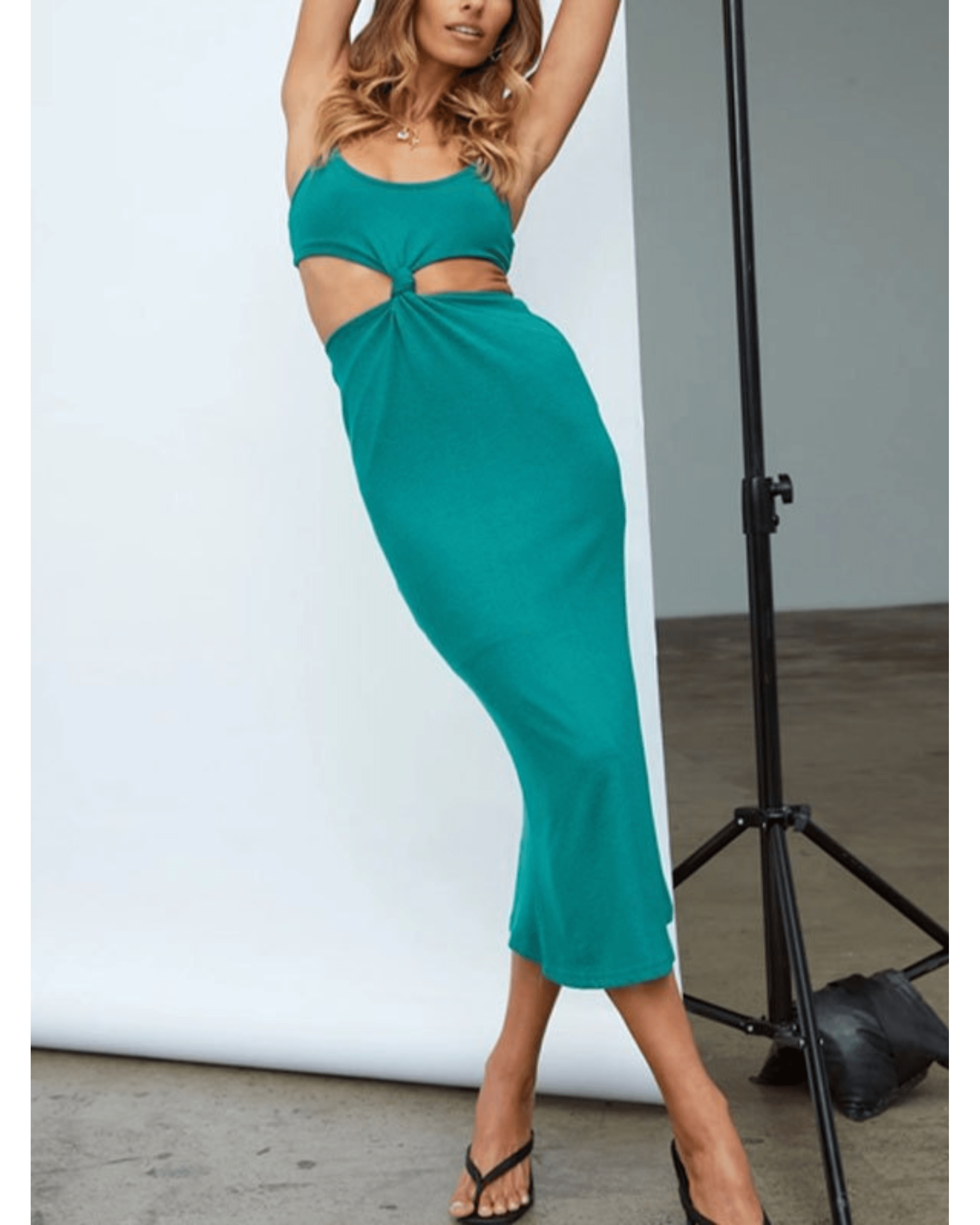 Knotted Cutout Sling Midi Dress - Endless - UAE Rental and Resale for Women's Fashion