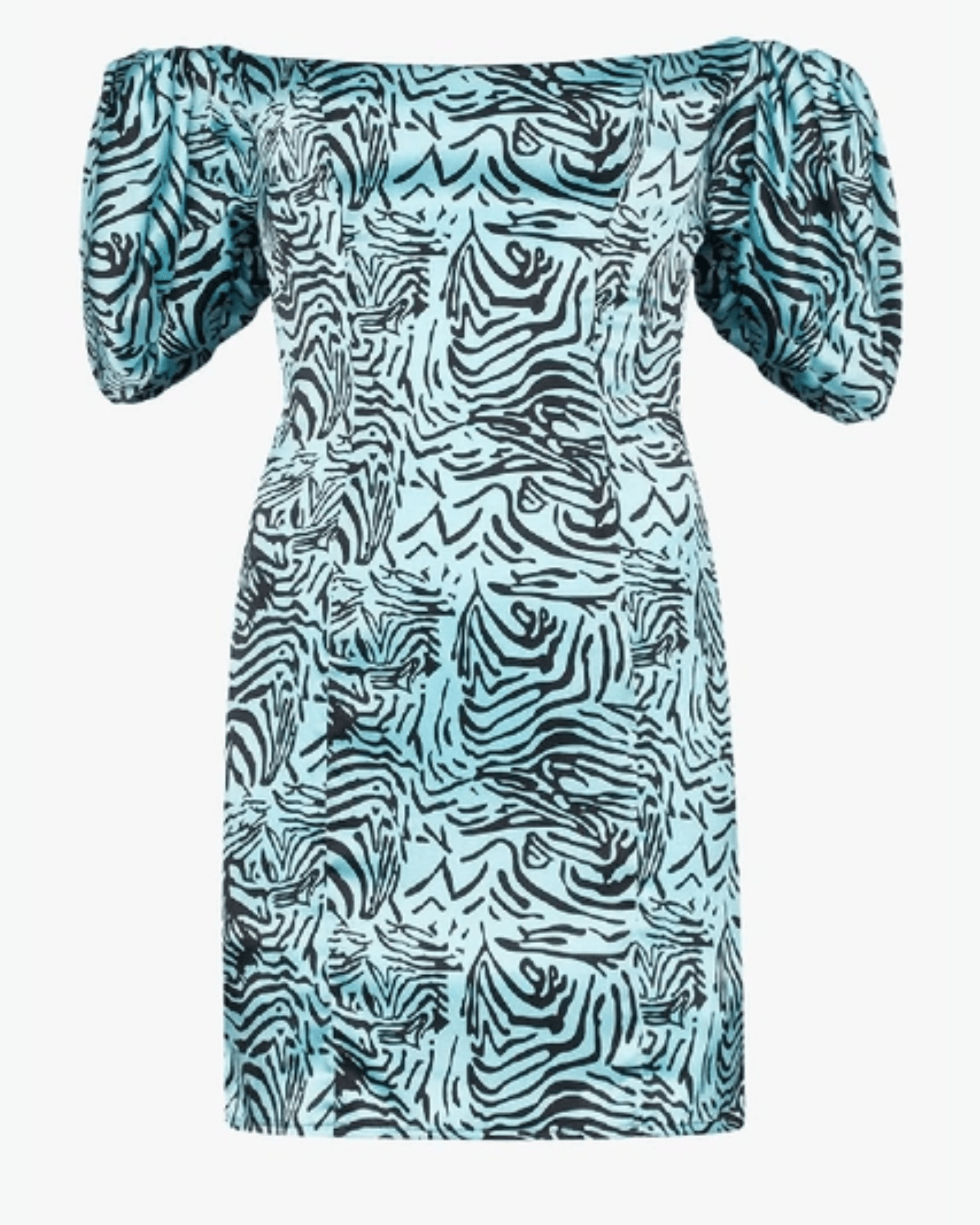 Koko Tiger Print Satin Dress In Blue - Endless - UAE Rental and Resale for Women's Fashion