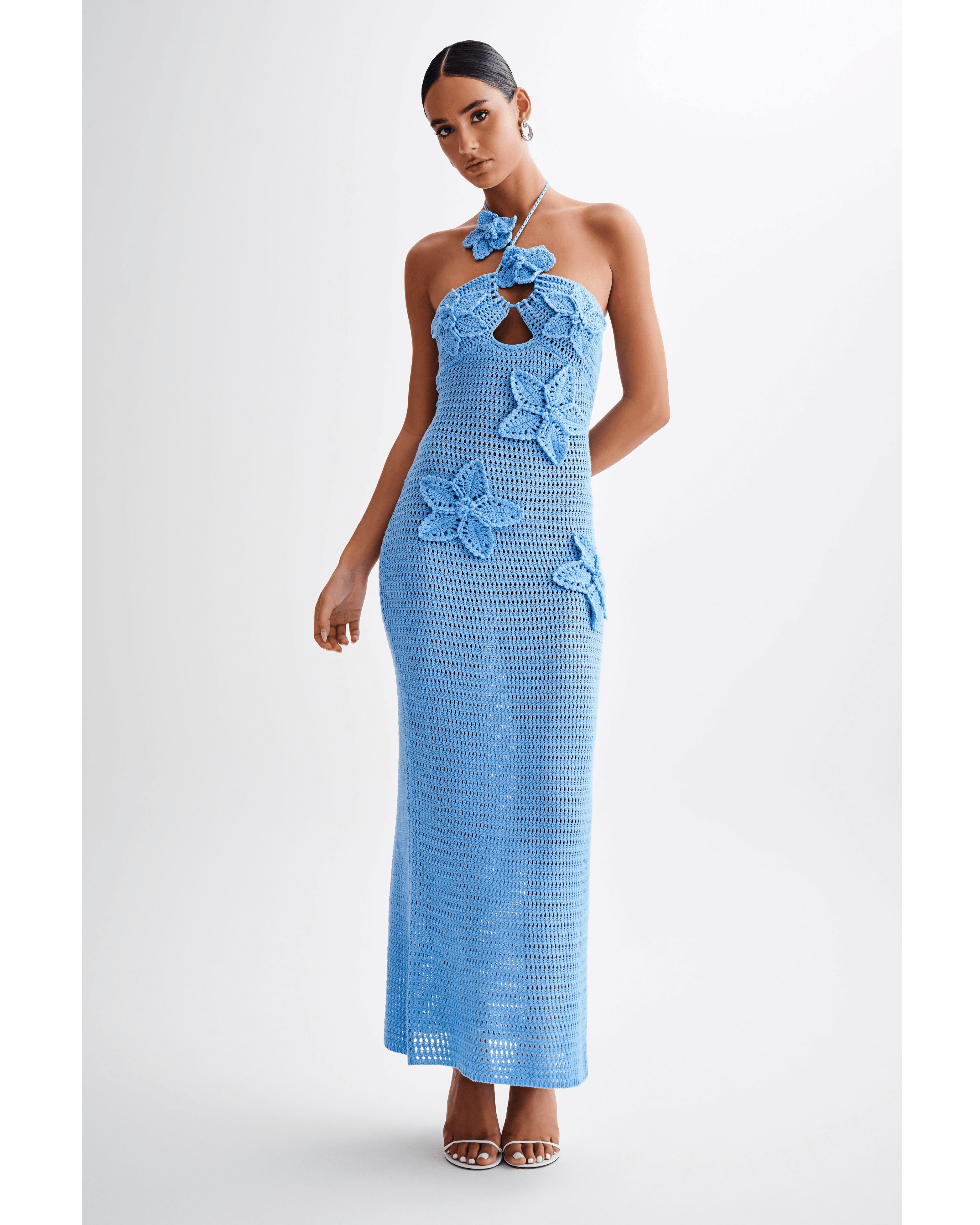 Kyla Floral Crochet Maxi Dress - Endless - UAE Rental and Resale for Women's Fashion