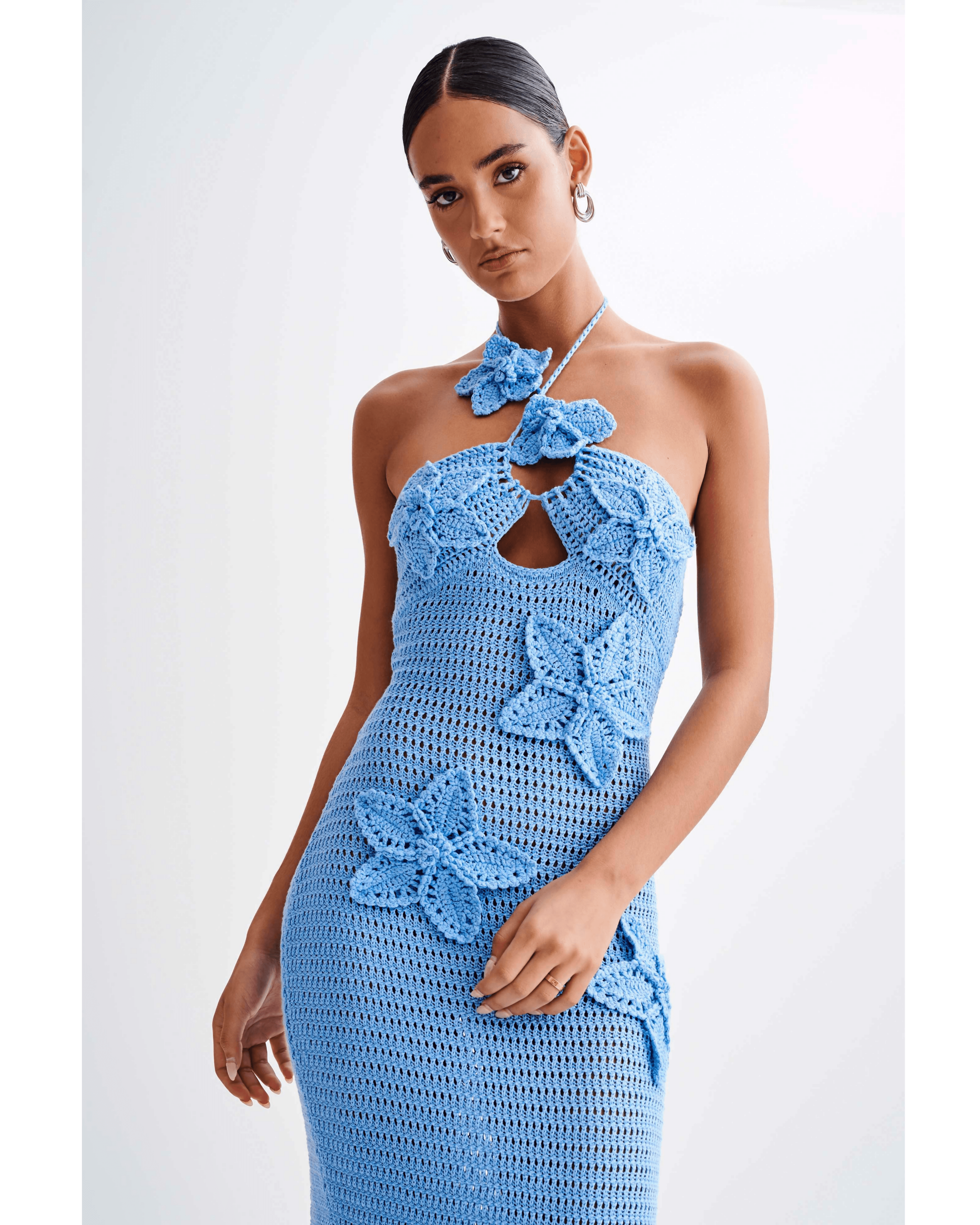 Kyla Floral Crochet Maxi Dress - Endless - UAE Rental and Resale for Women's Fashion