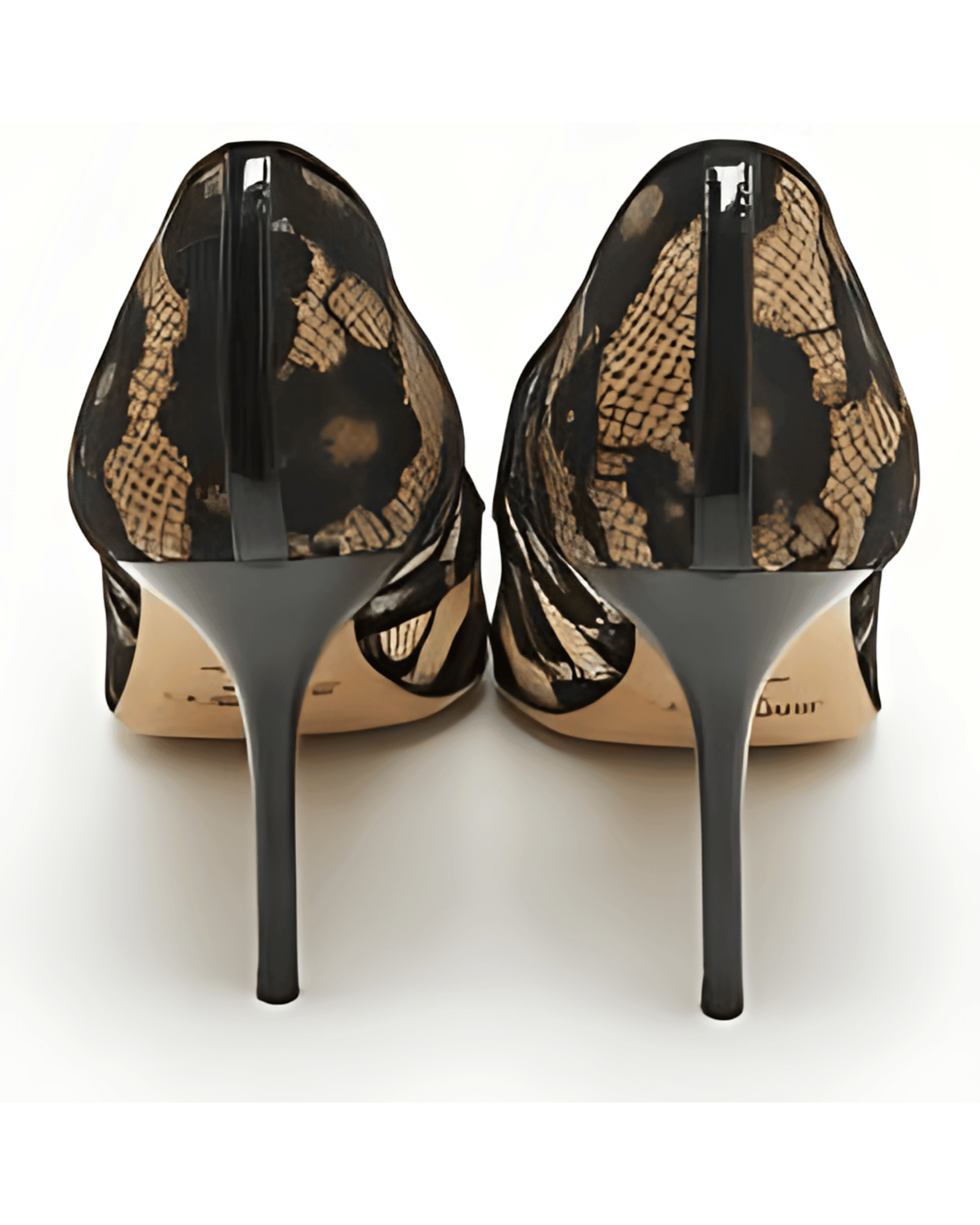 Lace and Patent Leather Pointed-Toe Pumps - Endless - UAE Rental and Resale for Women's Fashion