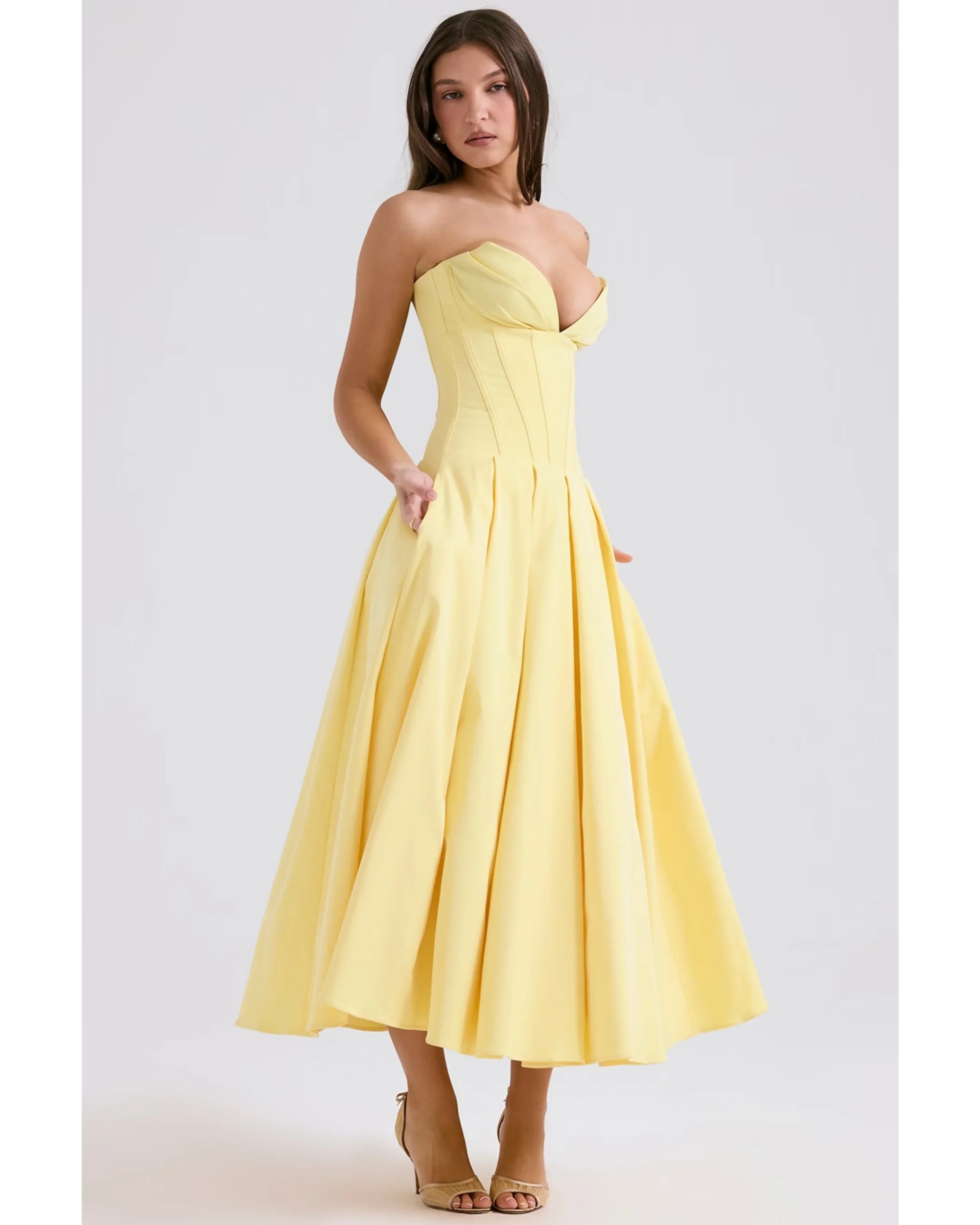 Lady Sunshine Strapless Tulle Midi Dress - Endless - UAE Rental and Resale for Women's Fashion