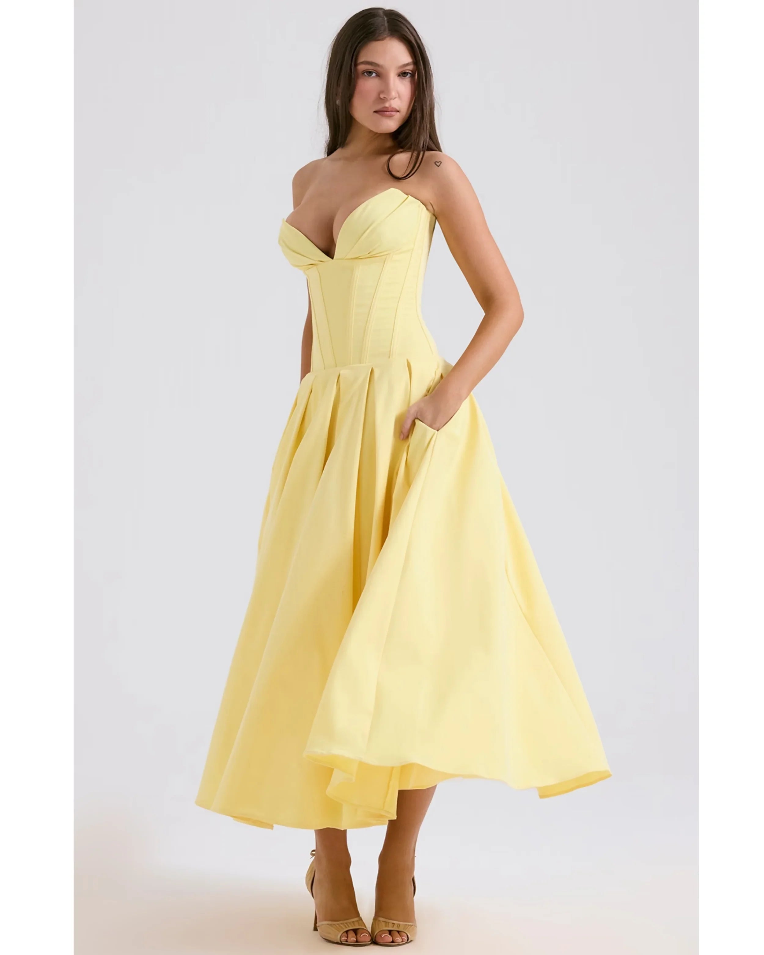 Lady Sunshine Strapless Tulle Midi Dress - Endless - UAE Rental and Resale for Women's Fashion
