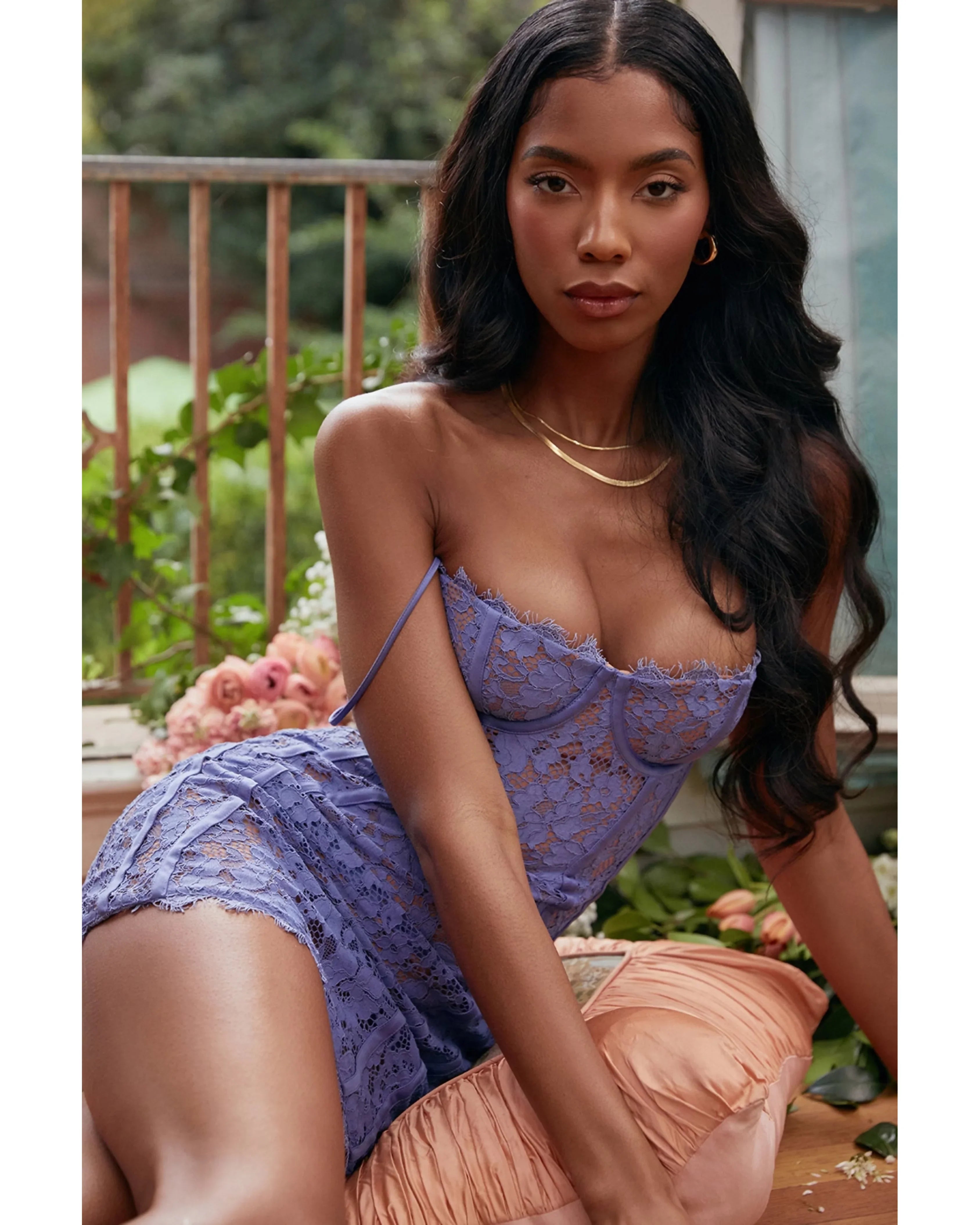Lala Lavender Lace Mini Dress - Endless - UAE Rental and Resale for Women's Fashion