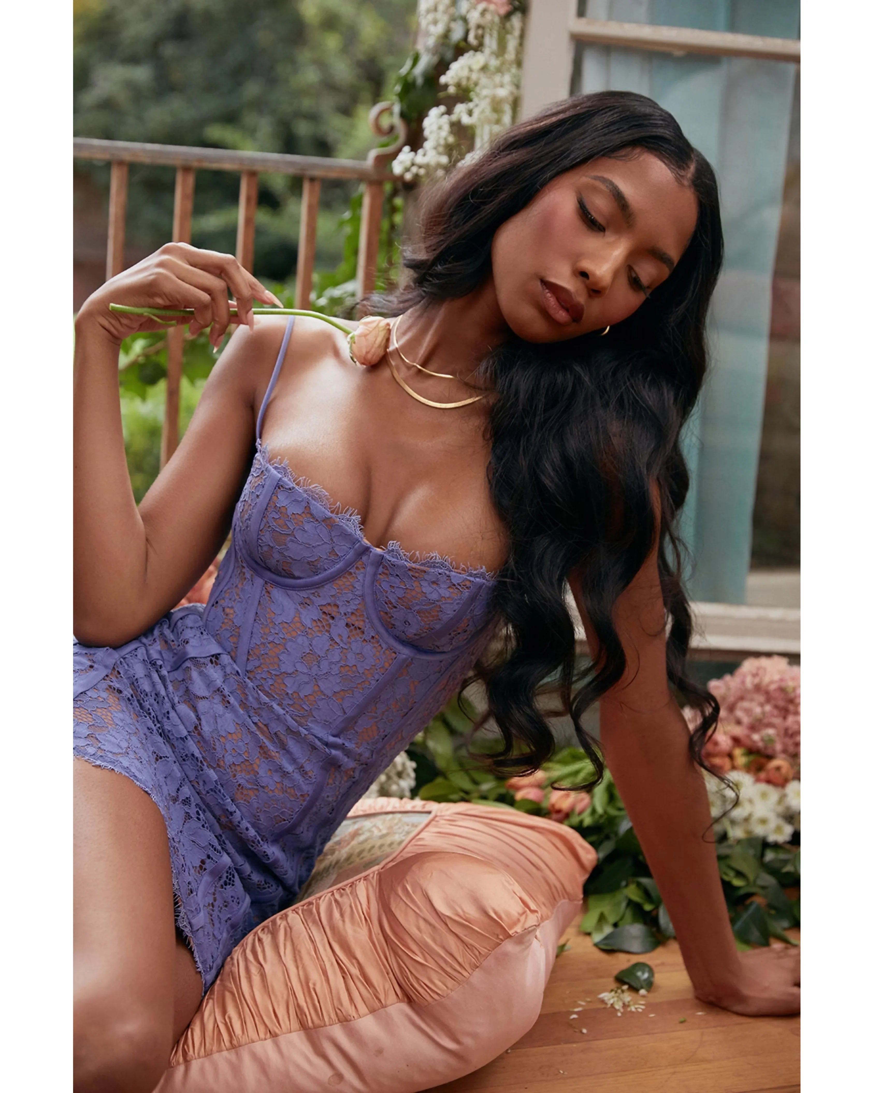 Lala Lavender Lace Mini Dress - Endless - UAE Rental and Resale for Women's Fashion