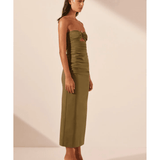 Lani Strapless Gathered Midi Dress - Endless - UAE Rental and Resale for Women's Fashion