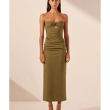 Lani Strapless Gathered Midi Dress - Endless - UAE Rental and Resale for Women's Fashion
