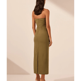 Lani Strapless Gathered Midi Dress - Endless - UAE Rental and Resale for Women's Fashion