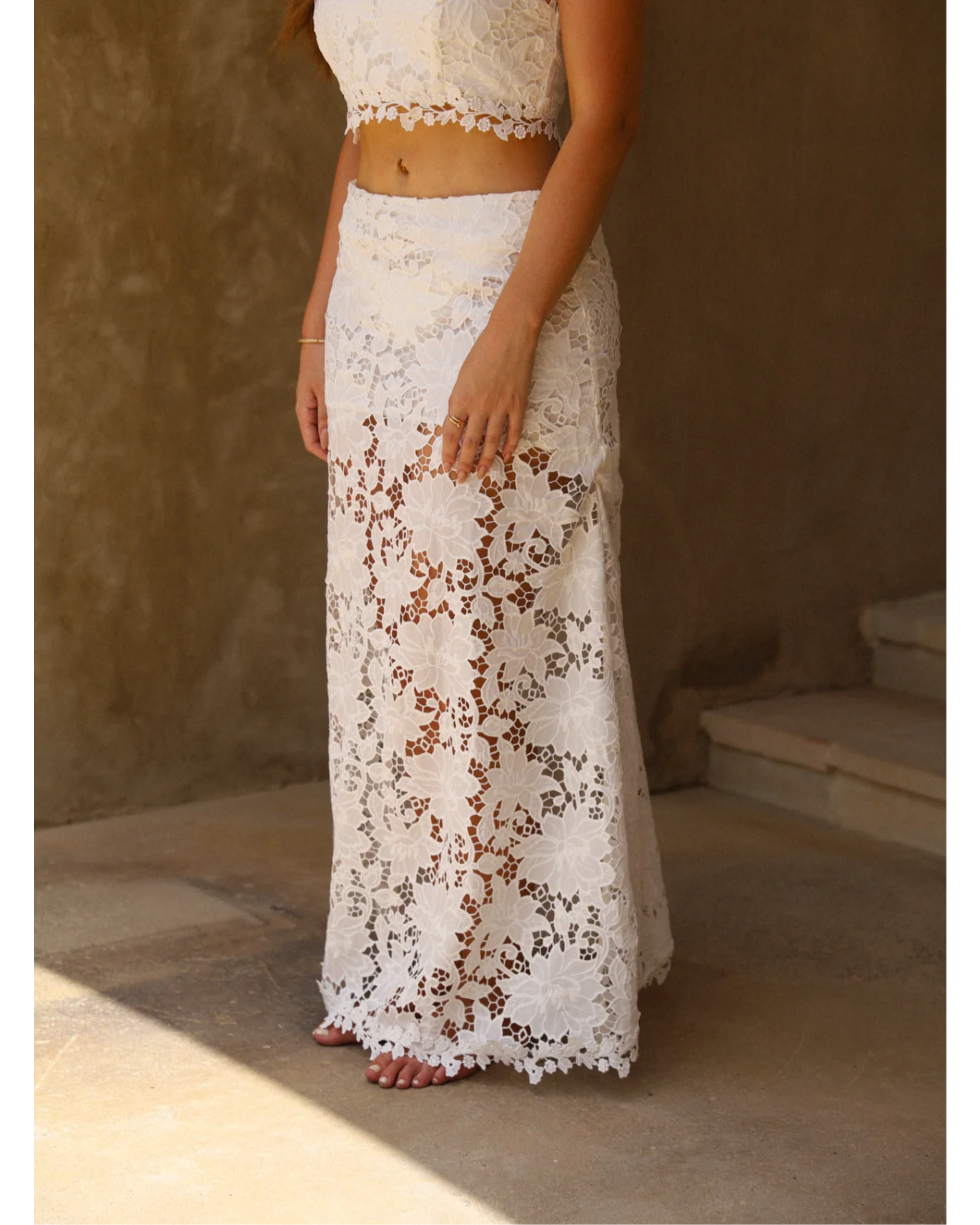 Laser Cut Floral Maxi Skirt - Endless - UAE Rental and Resale for Women's Fashion