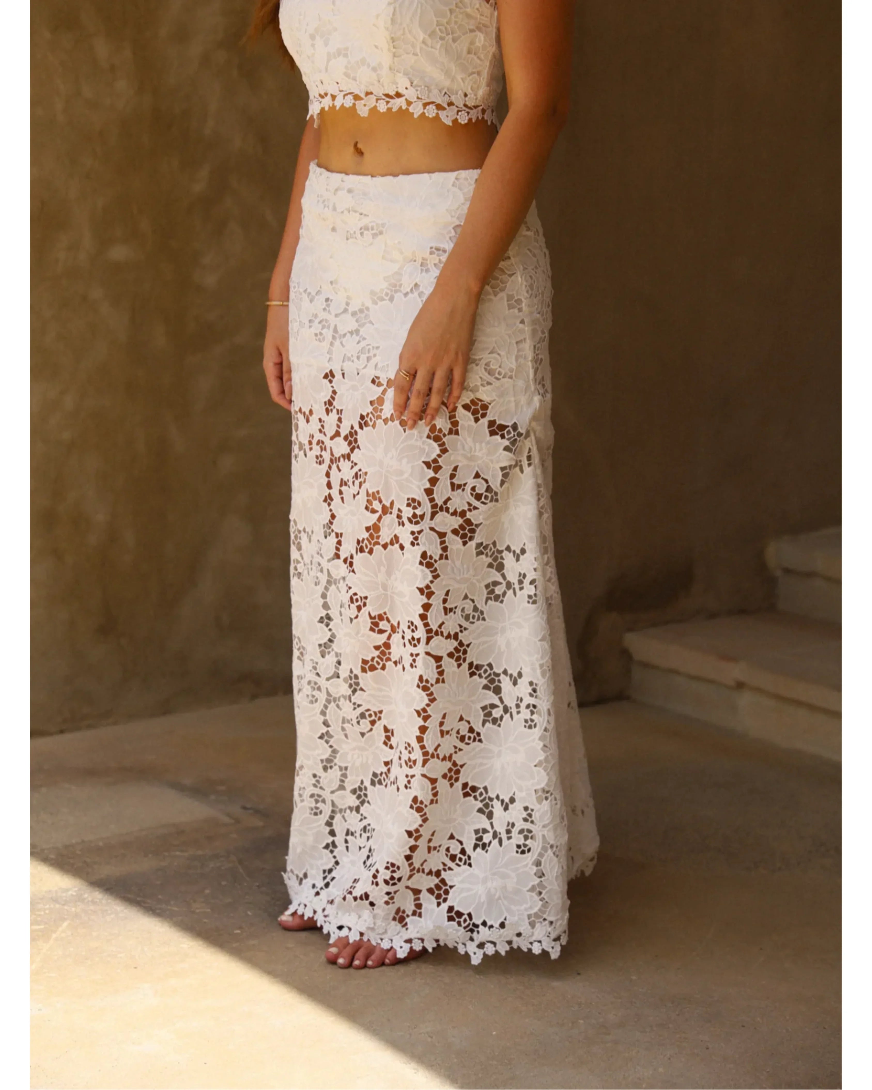 Laser Cut Floral Maxi Skirt - Endless - UAE Rental and Resale for Women's Fashion