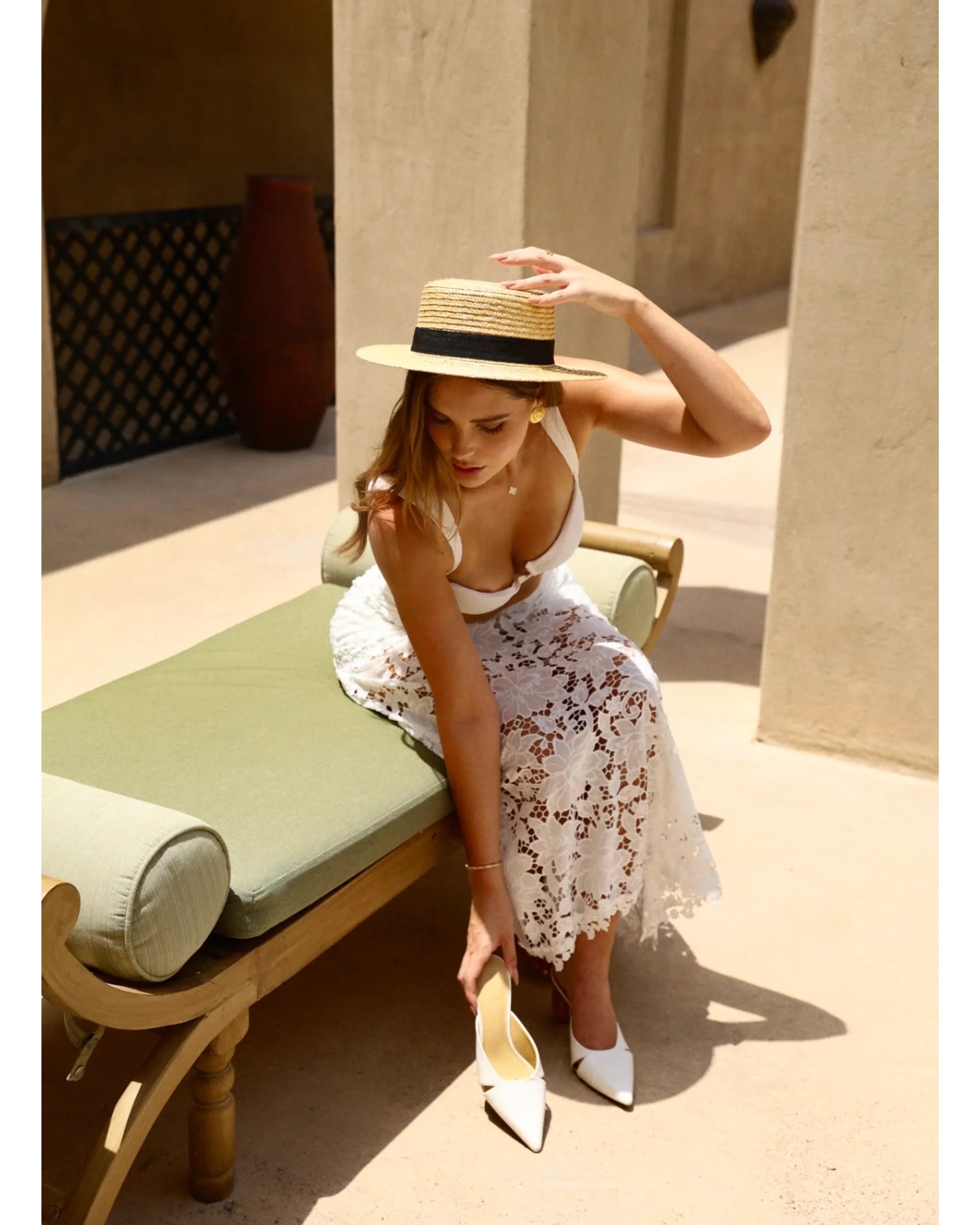Laser Cut Floral Maxi Skirt - Endless - UAE Rental and Resale for Women's Fashion