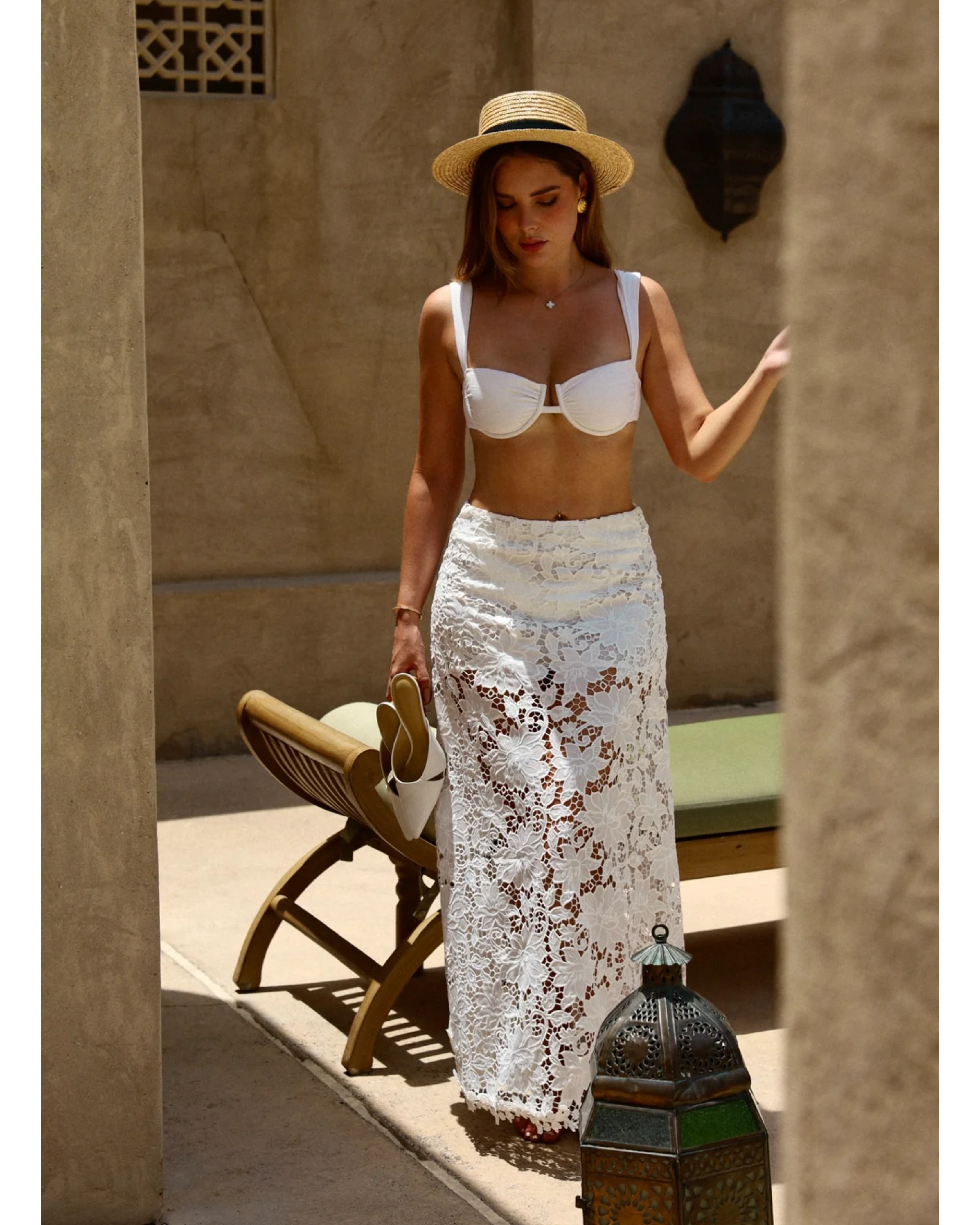 Laser Cut Floral Maxi Skirt - Endless - UAE Rental and Resale for Women's Fashion